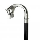 Walking Stick Empress Collection Majestic Wolf Chrome Solid Hardwood 38" Cane
