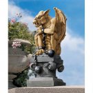 Medieval Gothic Guarding Gargoyle In Chains 15" Sculpture by Liam Manchester