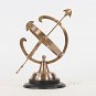 Armillary Brass Sphere Sundial Rotating Globe 14.25" on Wood Base
