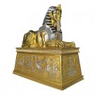 Ancien Egypt Art Grand Gilded Egyptian Sphinx Atop Plinth 82" Garden Statue