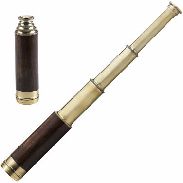 Antique Replica Hand Tooled Brass Leather Covered Officer's Spyglass 15.3" Model