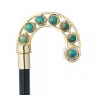 Luxury Italian Foss Golden Walking Stick w/ Swarovski® Crystals Encrusted Cane
