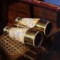 Commanders Replica Vintage Binocular Brass with Mother of Pearl Overlay