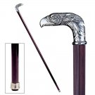 Walking Stick Italian Padrone Collection Eagle Pewter Solid Hardwood 34" Cane