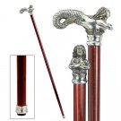 Walking Stick Italian Padrone Collection Mermaid  Pewter Hardwood 34.5" Cane