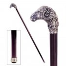 Walking Stick Italian Padrone Collection Ram Head Pewter Solid Hardwood 34" Cane