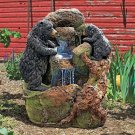 Enchanted Grizzly Gulch Black Bears Garden Fountain Sculptural Statue LED Lights