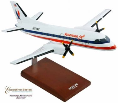 Airplane American Airlines Eagle Saab SF340 Desktop 17.5" Wooden Model Aircraft
