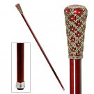 Walking Stick Imperial Collection Romanov Crown Enameled Solid Hardwood 35" Cane