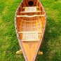 Cedar Strip Canoe Table  59.5" with a Full Glass Top and Stand Assembled