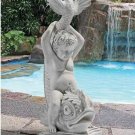 Boy Seating on Dolphin 30.5"  Handcrafted Classical Garden Statue