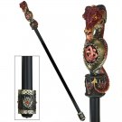 Walking Stick Dragonsthorn Collection Dragon Hardwood 39" Cane By Liam Manchest