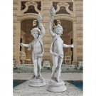 Grandeur of French Chateau Regal Angels Lighting The Heaven Statues Set of Two