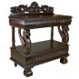 Renaissance Hand-Carved 40" Solid Hardwood Lord Raffles Winged Lion Buffet Table