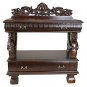 Renaissance Hand-Carved 40" Solid Hardwood Lord Raffles Winged Lion Buffet Table