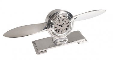 Art Deco Propeller Desk Clock 12" Aluminum Model