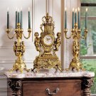 Golden Rococo Chateau Beaumont Grand Clock with Candelabra Candle Holders Set