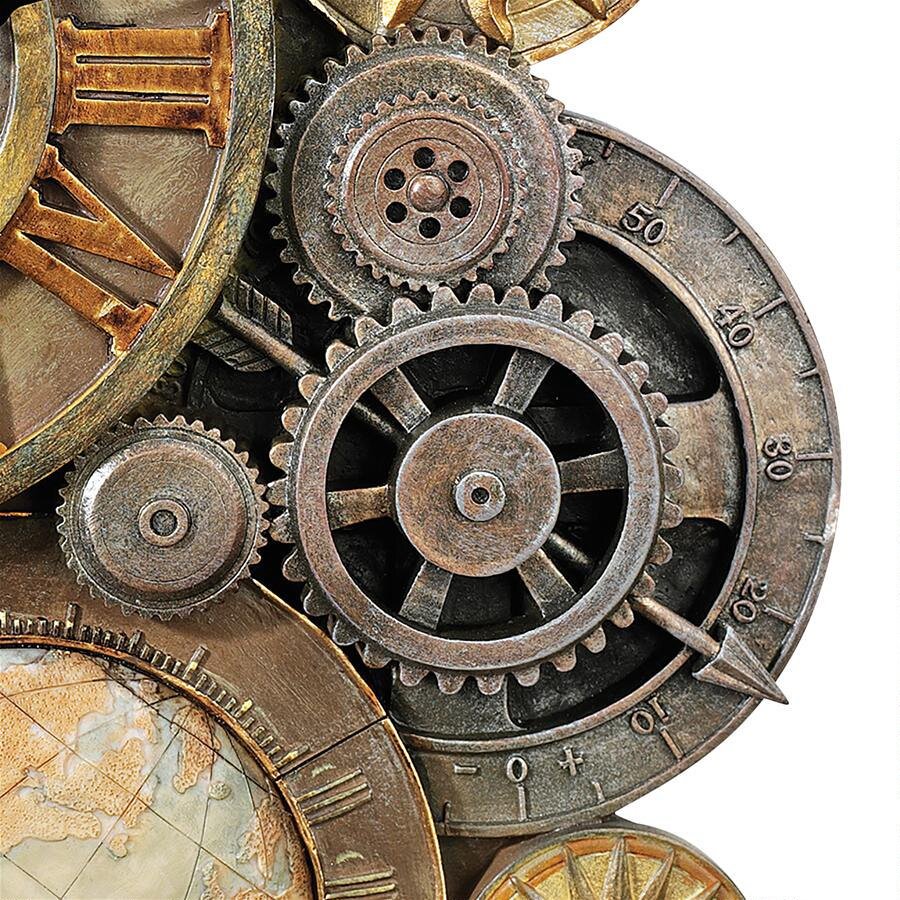 Steampunk Gears of Time Large 25"" Wall Clock By Artist Alberto Batani