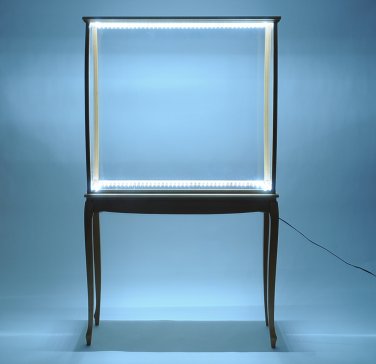 Floor Display Case Clear Finish with LED 40.5" Wood With Acrylic Glass for Tall Ships Yachts Boats
