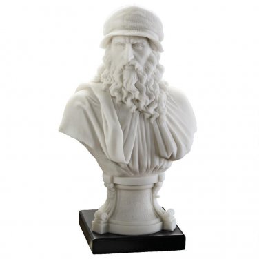 Leonardo da Vinci Renaissance Master Bonded Marble 9.5" Statue Bust
