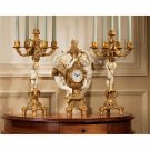 Cherub's Harvest Golden 16.5" Clock and 18.5" Candelabra Ensemble