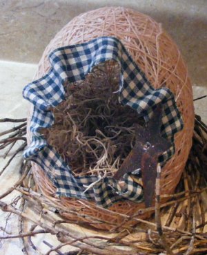 Country Style Primitive Handmade Easter Egg Basket