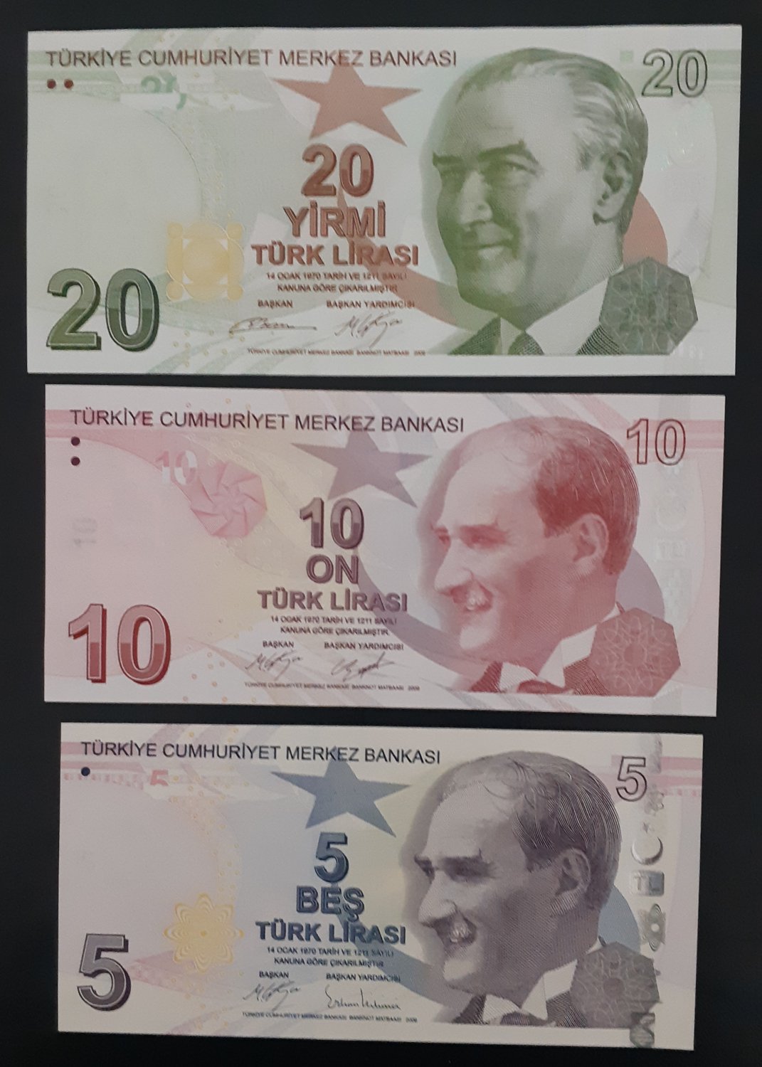 Turkey set of 3 UNC banknotes, Uncirculated Paper money
