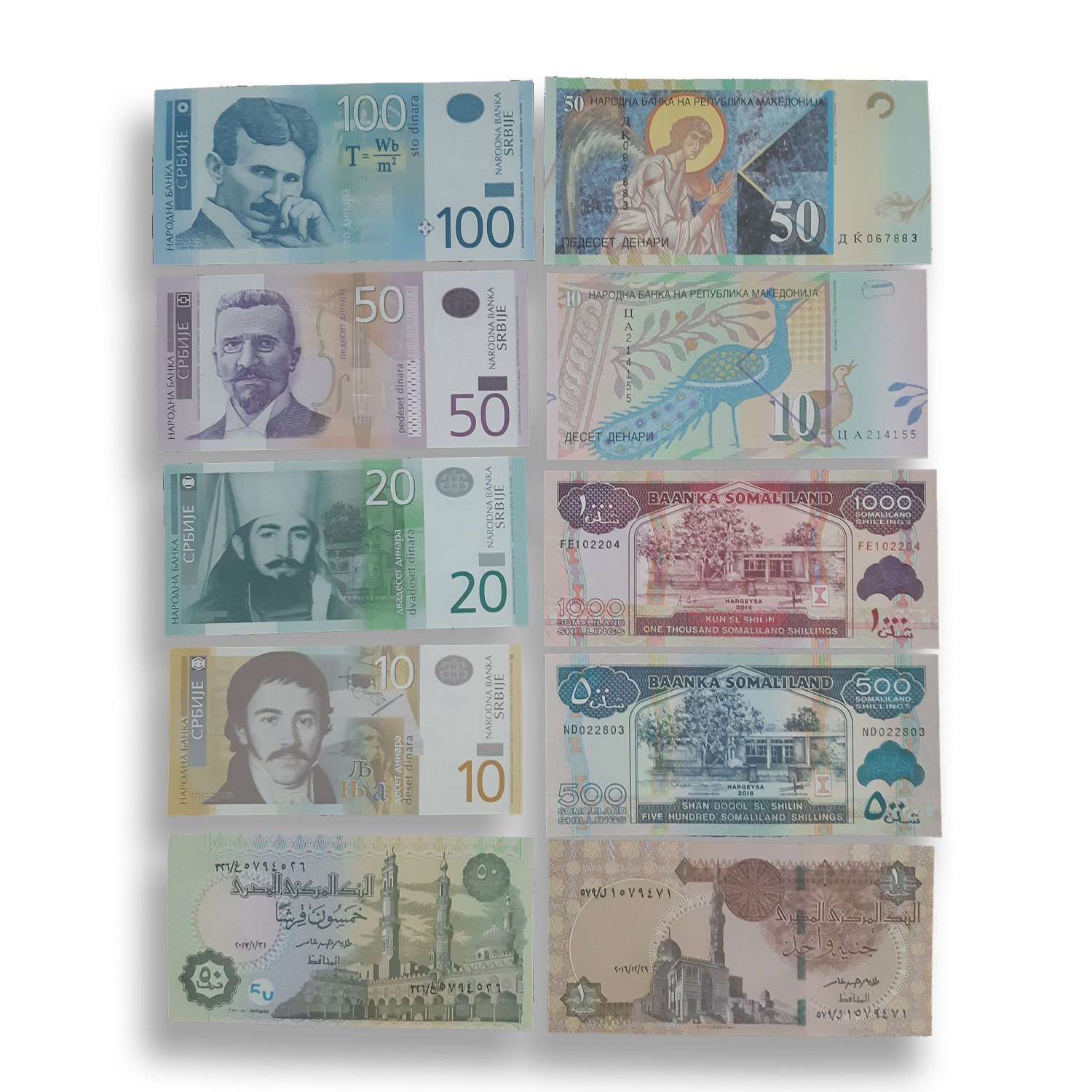 Lot of 10 different UNC banknotes