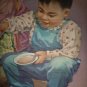 Retro Vintage Poster China Children Feeding chickens ZHANG DAXIN 1962 &aelig;&micro;&middot;&aelig;�&yen;