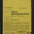 Clothing Card 3rd Reich 1944 WW2