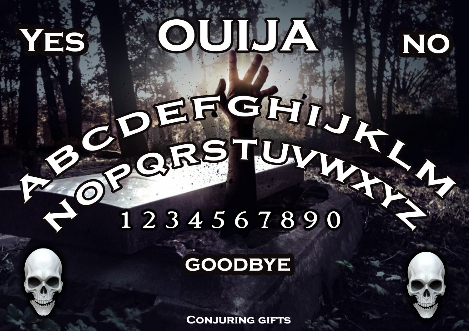 Haunting Graveyard A4 Ouija Board :Laminated Print (Ghost Hunting EVP, Wicca, Witchcraft)