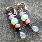 Opalite Glass Drop Clip On Earrings
