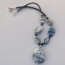 Black White Silk Stone Onyx Gemstone Necklace