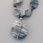 Black White Silk Stone Onyx Gemstone Necklace