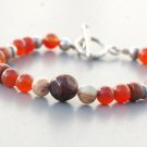 925 Silver Red Carnelian Agate Gemstone Bracelet