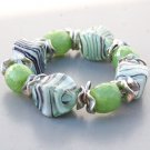 Big Mint Swirl Green Glass Statement Stretch Bracelet