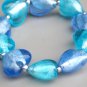 Aqua Blue Lampwork Heart Stretch Bracelet