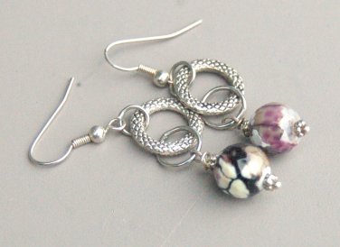 Purple Black Dragon Vein Agate Gemstone Earrings
