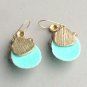 Acrylic Aqua Shell Rhinestone Drop Earrings