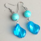 Turquoise Blue Twist Glass Drop Earrings