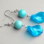 Turquoise Blue Twist Glass Drop Earrings