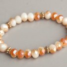 White Orange Fire Polish Carnelian Crystal Stretch Bracelet