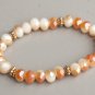 White Orange Fire Polish Carnelian Crystal Stretch Bracelet