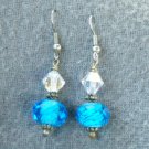 Aqua Lampwork Crystal Drop Earrings