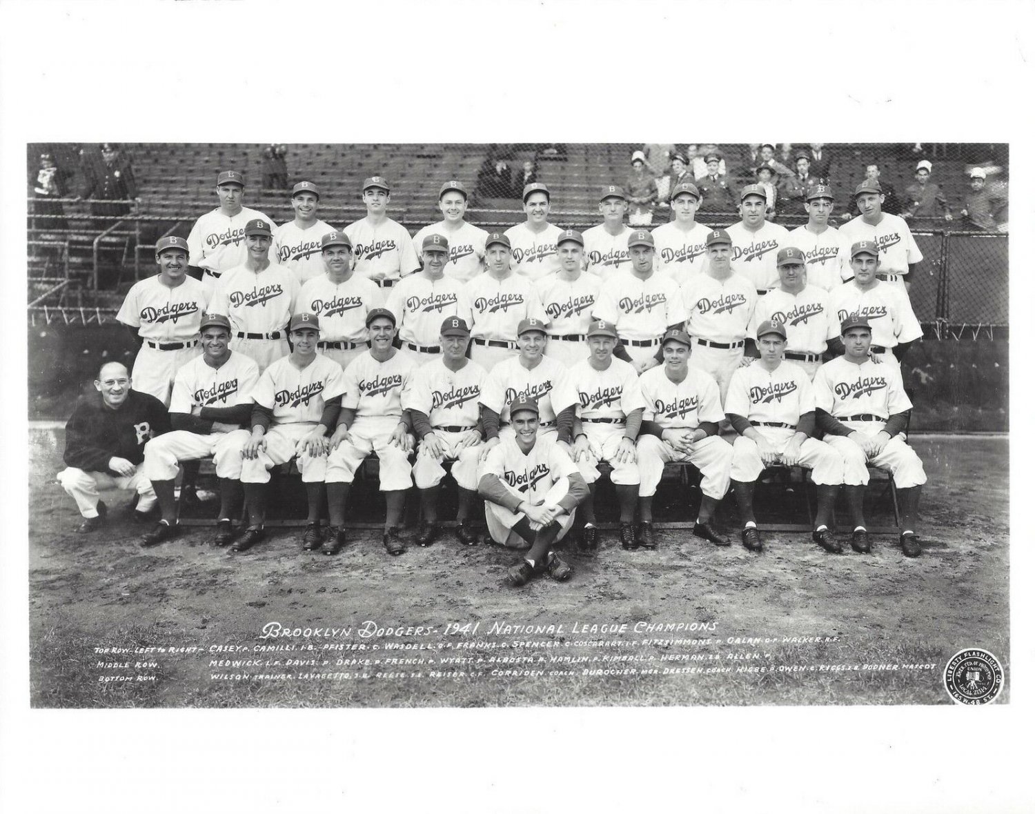 1941 BROOKLYN DODGERS 8X10 TEAM PHOTO BASEBALL MLB PICTURE NL CHAMPS