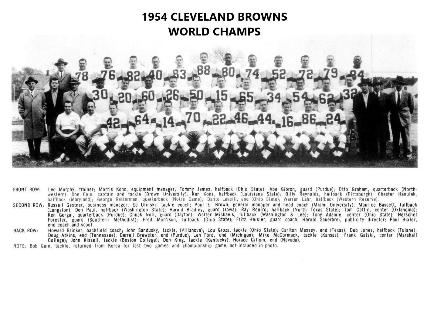 1954 CLEVELAND BROWNS 8X10 TEAM PHOTO FOOTBALL PICTURE NFL