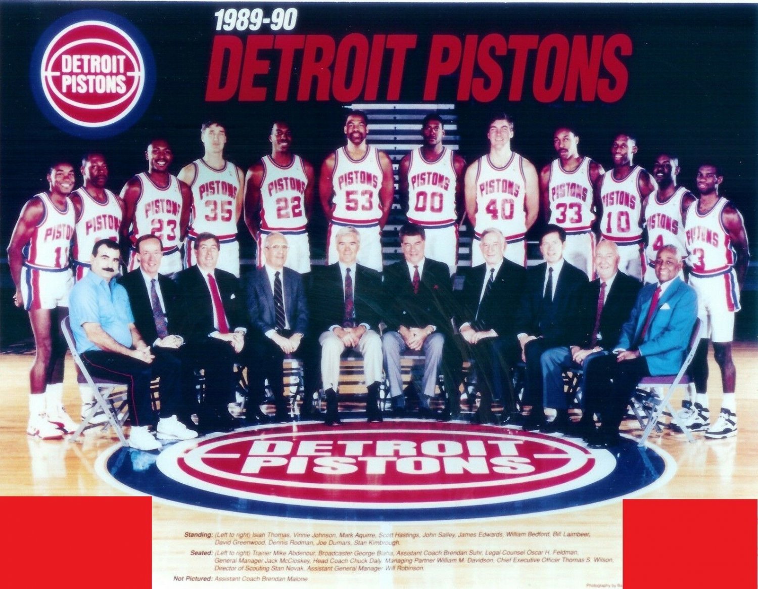 1989-90 DETROIT PISTONS 8X10 TEAM PHOTO BASKETBALL PICTURE NBA