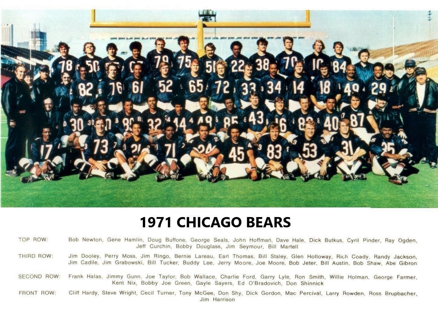 1971 CHICAGO BEARS 8X10 TEAM PHOTO FOOTBALL NFL PICTURE