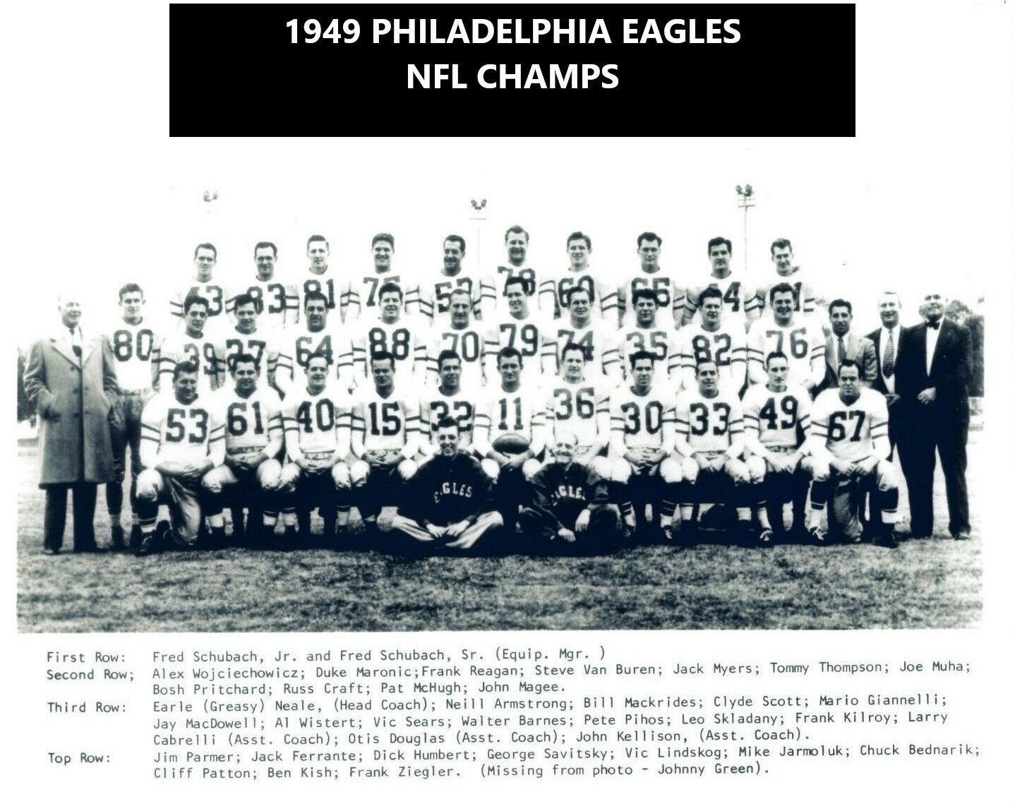 1949 PHILADELPHIA EAGLES 8X10 TEAM PHOTO FOOTBALL NFL PICTURE NFL CHAMPS