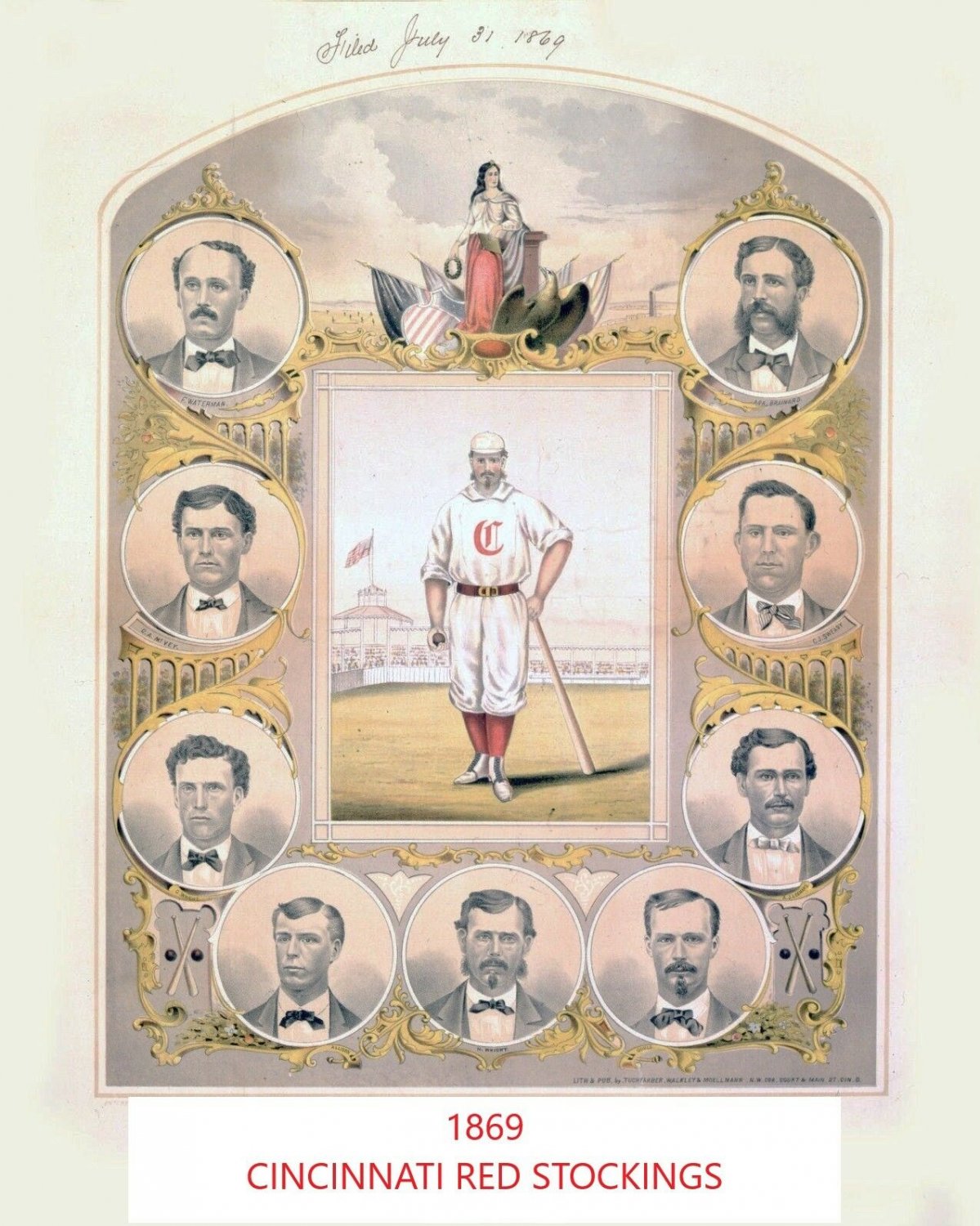 1869 CINCINNATI REDS 8X10 TEAM PHOTO BASEBALL PICTURE RED STOCKINGS MLB